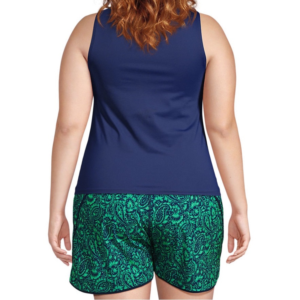 Lands' End High Neck Modest Tankini Top. Navy w/Multicolor stripes. Size 16L NWT - Picture 5 of 5